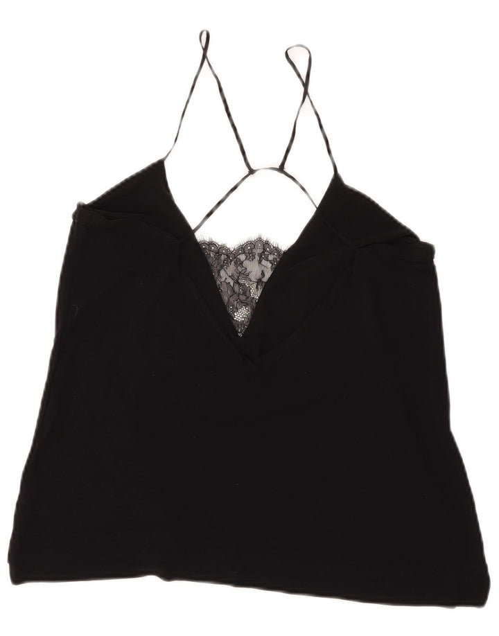 Zara Damen Neckholder Top UK 12 Medium Schwarz