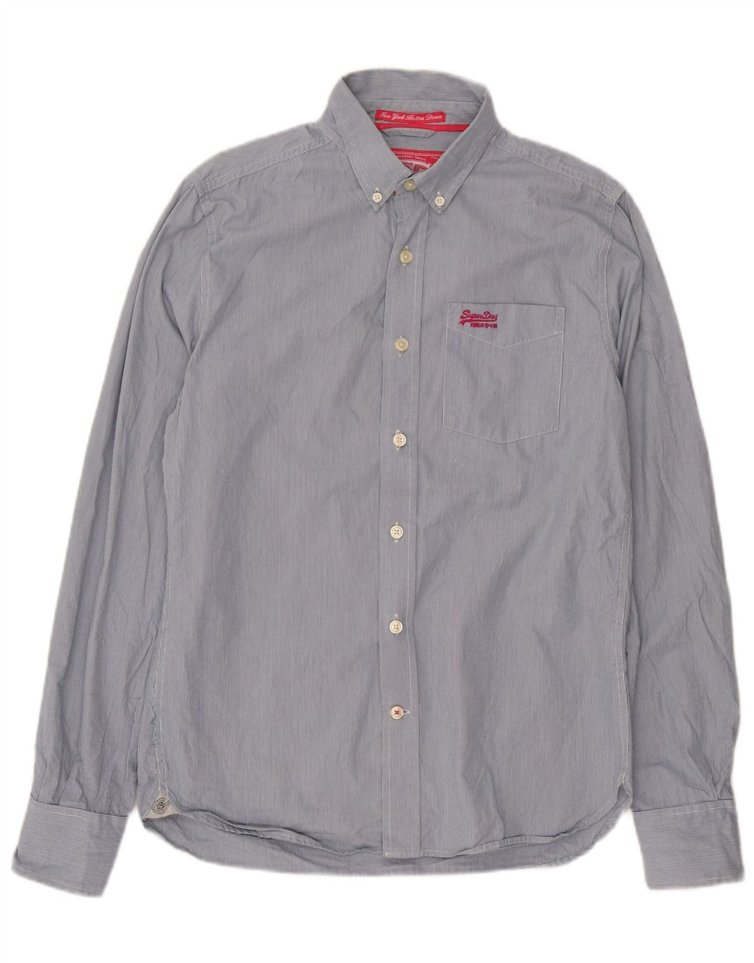 Superdry Herrenhemd aus mittelblauer Nadelstreifen-Baumwolle