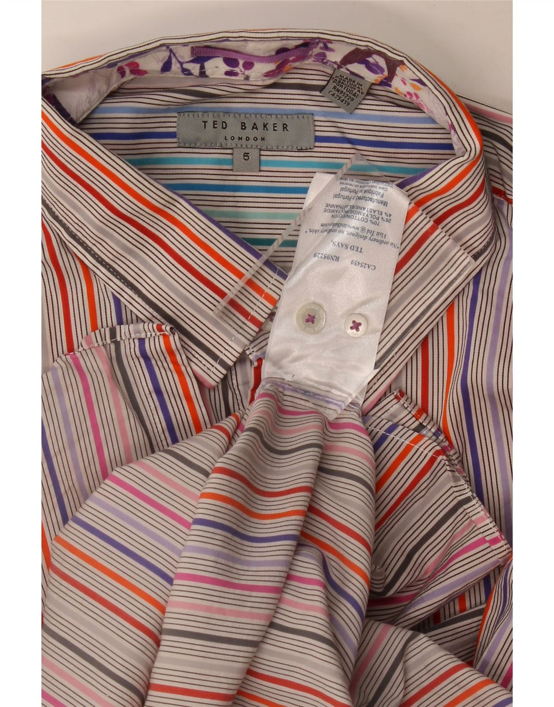 Ted Baker Herrenhemd Größe 5 XL Mehrfarbig gestreifte Baumwolle