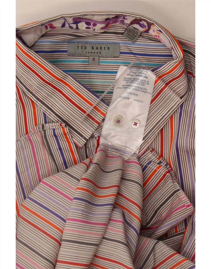 Ted Baker Herrenhemd Größe 5 XL Mehrfarbig gestreifte Baumwolle