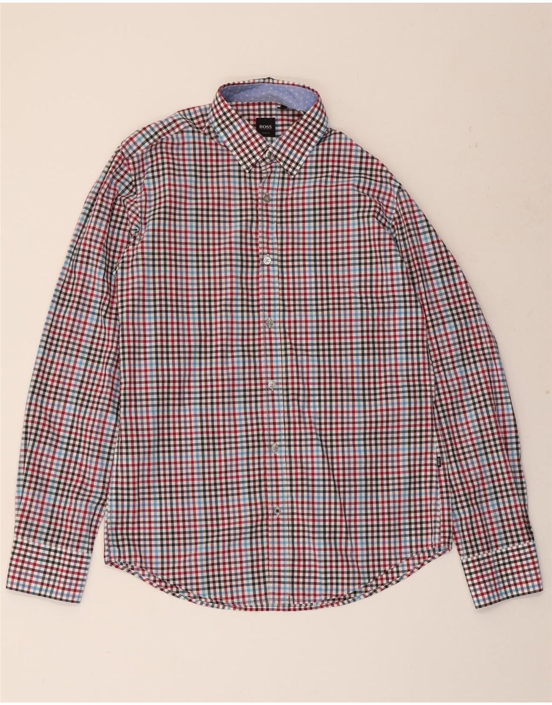 HUGO BOSS Herren Slim-Fit-Hemd aus mittelmehrfarbiger Gingham-Baumwolle