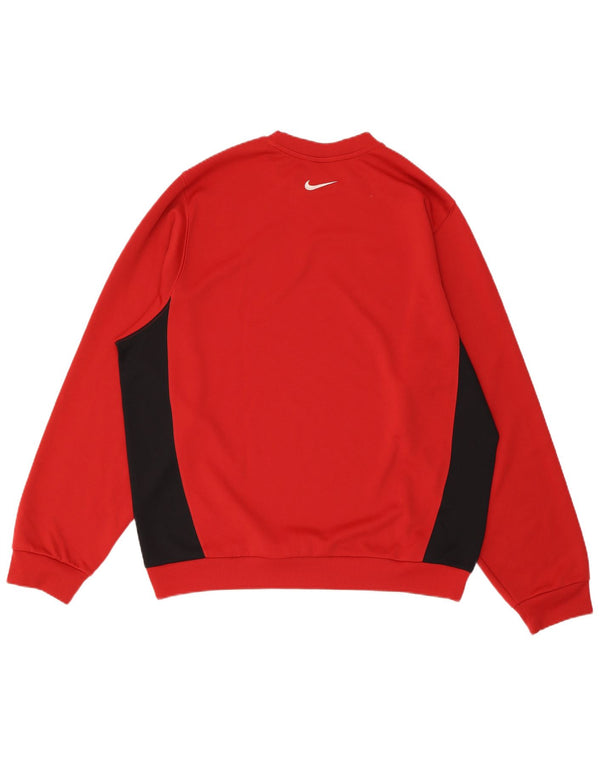NIKE Herren-Sweatshirt-Pullover, UK 42/44, großes rotes Farbblock-Polyester