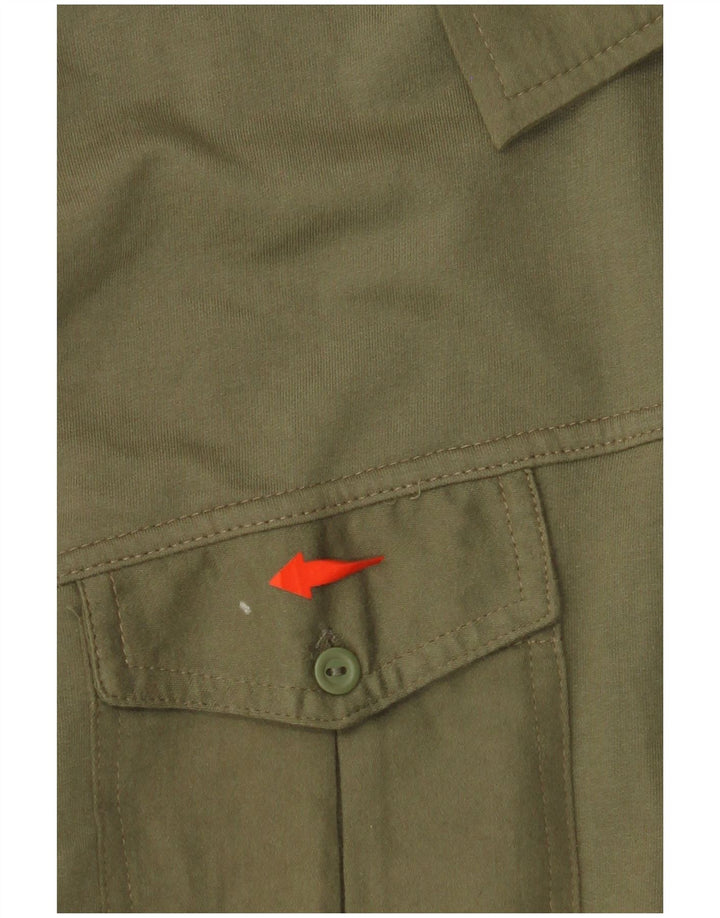 VINTAGE Damen Grafikshirt US 10 Large Khaki Baumwolle