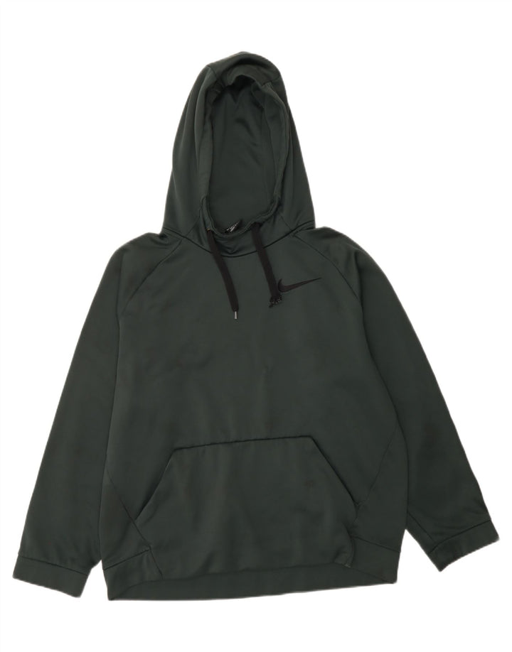 NIKE Womens Dri Fit Hoodie Jumper UK 14 Medium Green Polyester Vintage Nike and Second-Hand Nike from Messina Hembry 