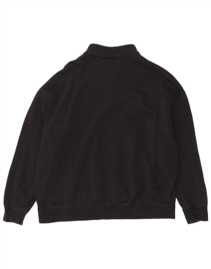 Nike Damen Oversized Sweatshirt mit Reißverschluss am Hals Jumper UK 10 Klein Schwarz Baumwolle
