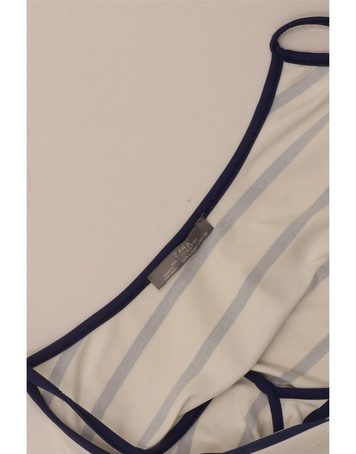 Zara Damen Cami Top UK 14 Large Weiß gestreift