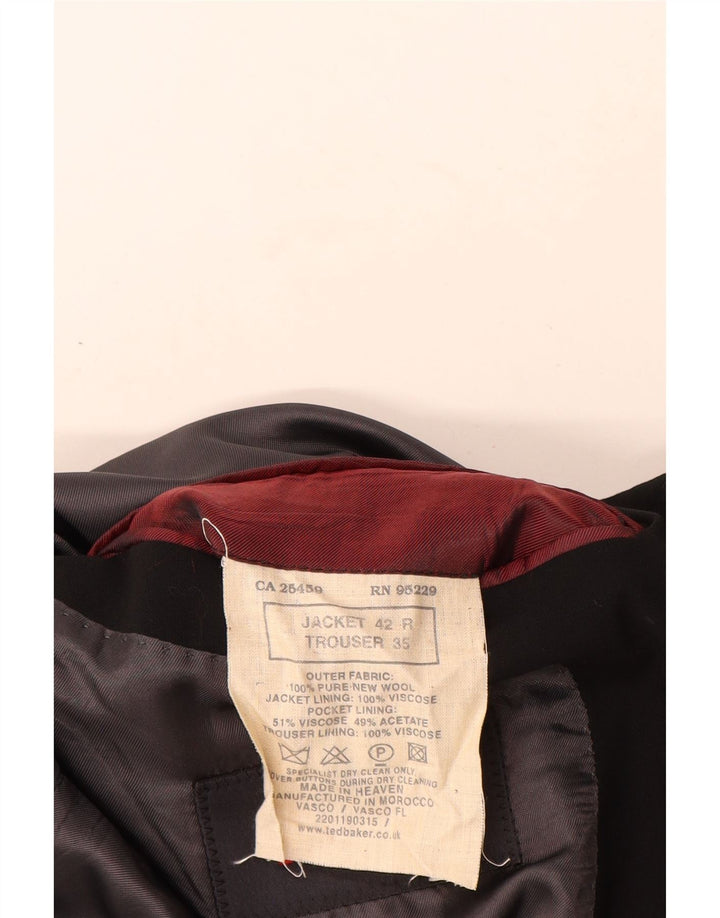 Ted Baker Herren-Blazer mit 3 Knöpfen, US 42 XL, schwarze Schurwolle