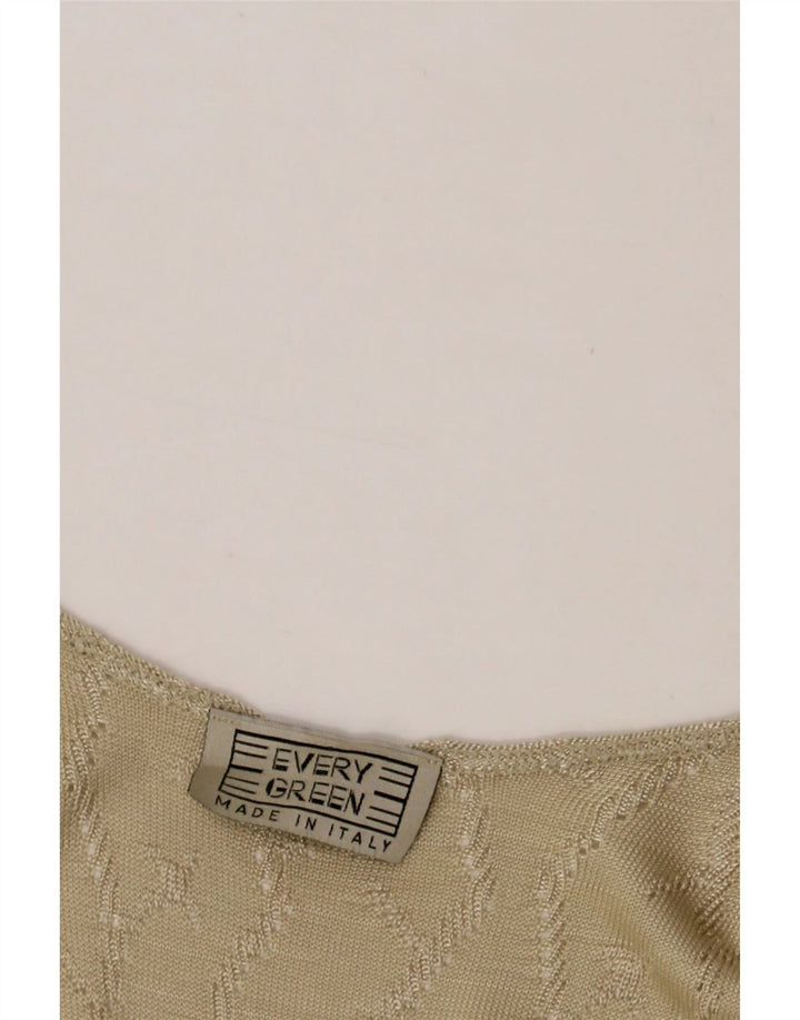 VINTAGE Womens Sleeveless Vest Top UK 12 Medium Beige Viscose Vintage Vintage and Second-Hand Vintage from Messina Hembry 