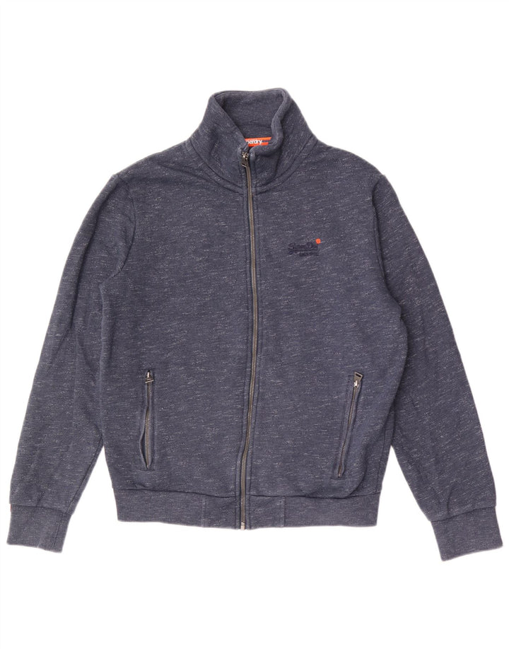 Superdry Herren-Trainingsanzug-Oberteil, große marineblaue gesprenkelte Baumwolle
