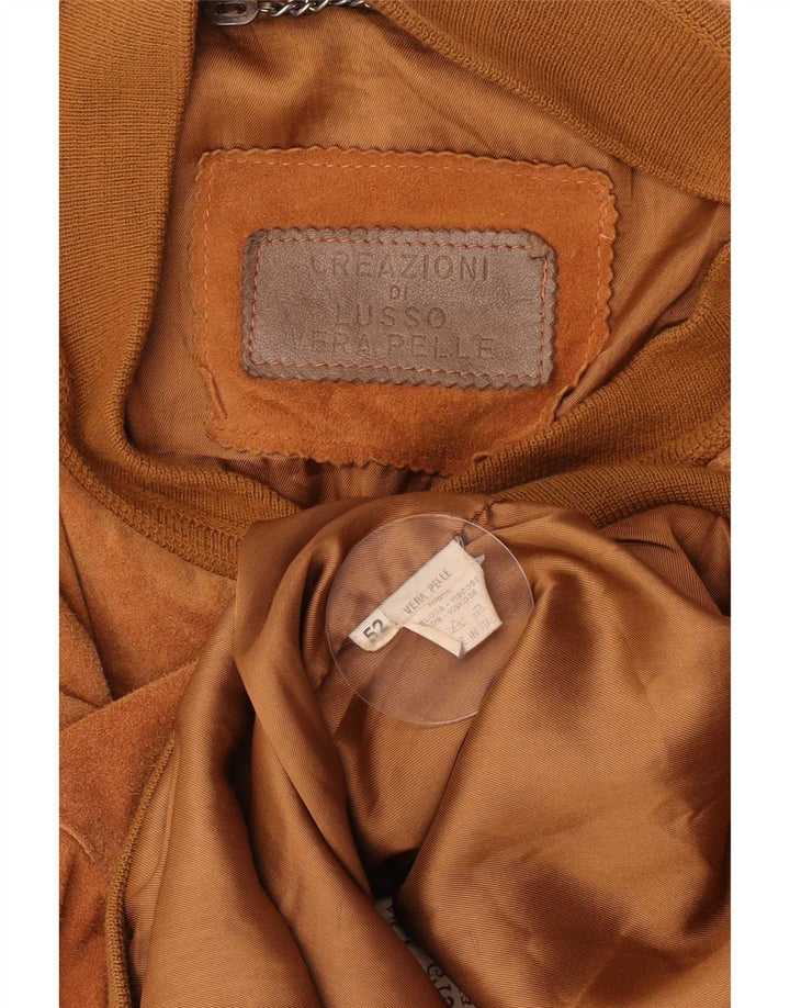 Lusso Herren Wildleder Bomberjacke IT 52 XL Braunes Leder