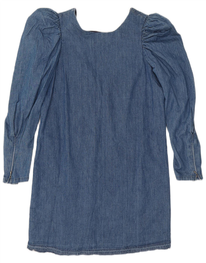 Vintage Damen Langarm Jeanskleid UK 12 Mittelblau