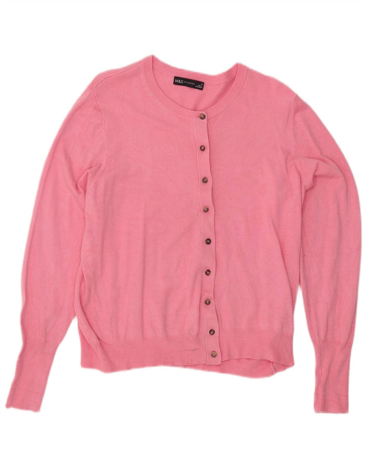 Marks & Spencer Damen Strickjacke Pullover UK 16 Große rosa Viskose