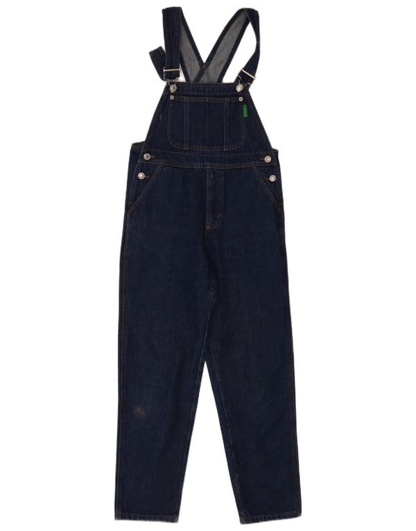 Benetton Mädchen-Latzhose, schmale Jeans, 9–10 Jahre, W28, L26, Marineblau, Baumwolle