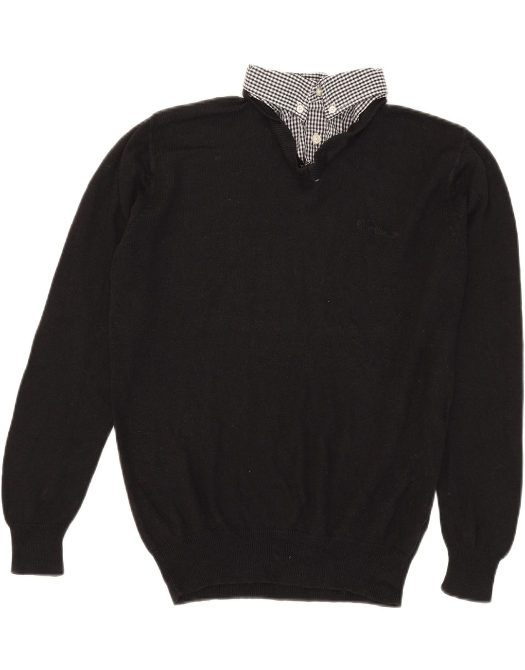 Pierre Cardin Herren-Pullover mit V-Ausschnitt, mittelschwarz, kariert, Acryl