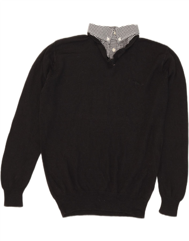 Pierre Cardin Herren-Pullover mit V-Ausschnitt, mittelschwarz, kariert, Acryl