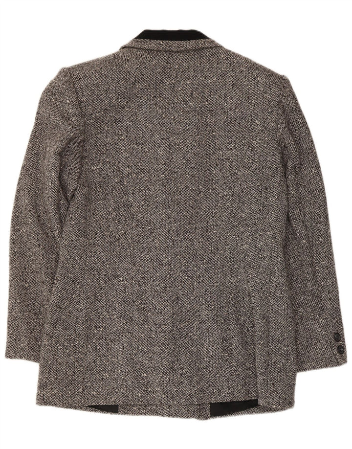 Vintage Damen Zweireiher Blazer Jacke IT 48 XL Grau Herringbone