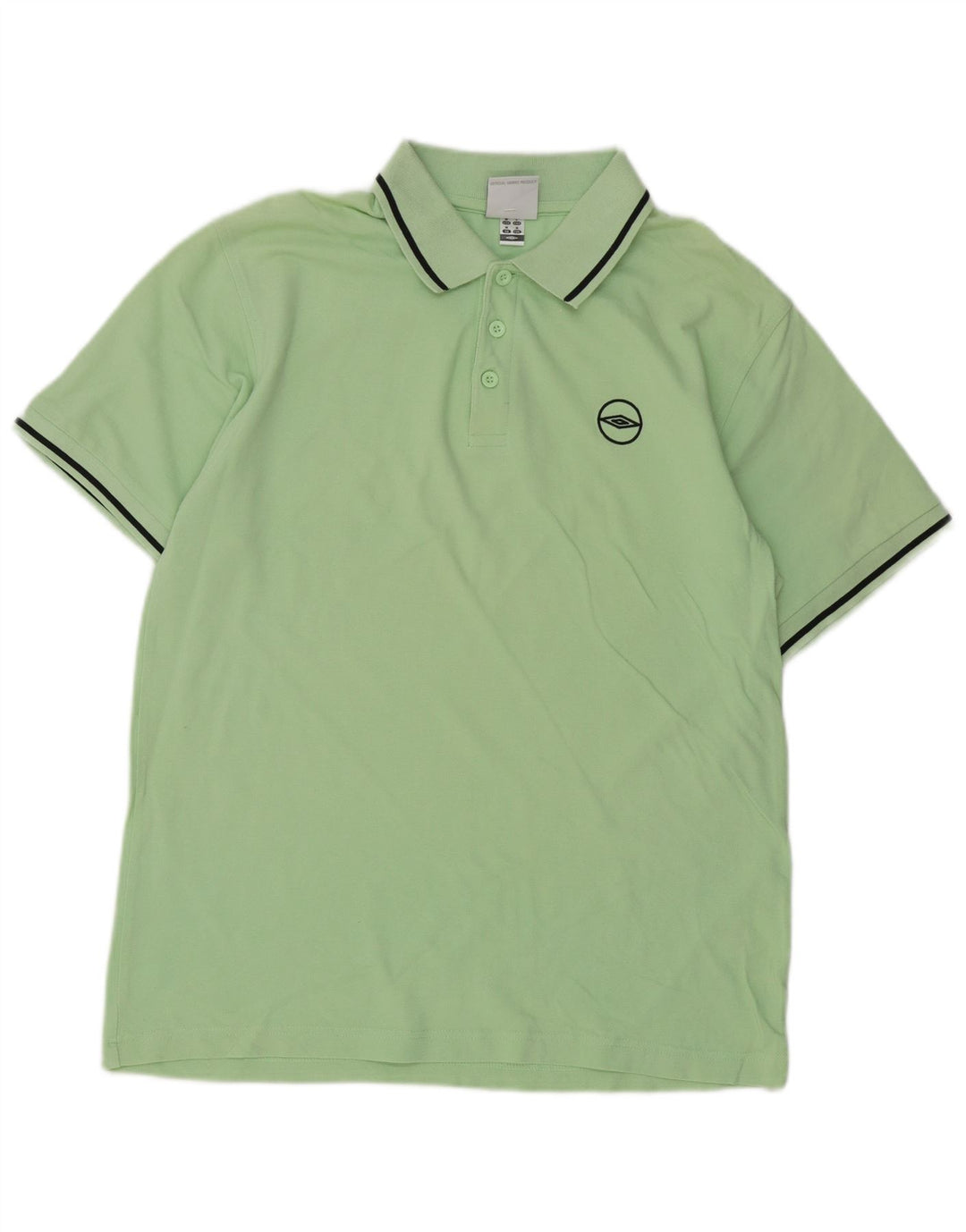Umbro Herren-Poloshirt aus mittelgrüner, gestreifter Baumwolle