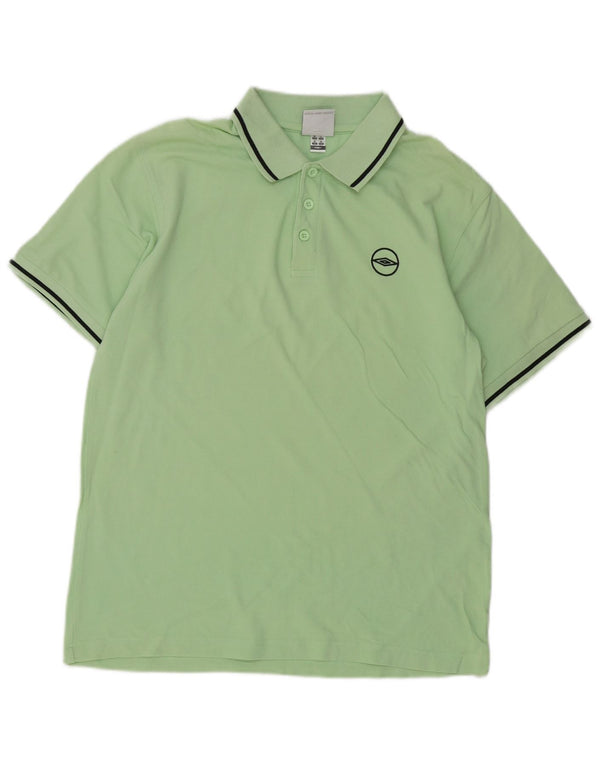 Umbro Herren-Poloshirt aus mittelgrüner, gestreifter Baumwolle