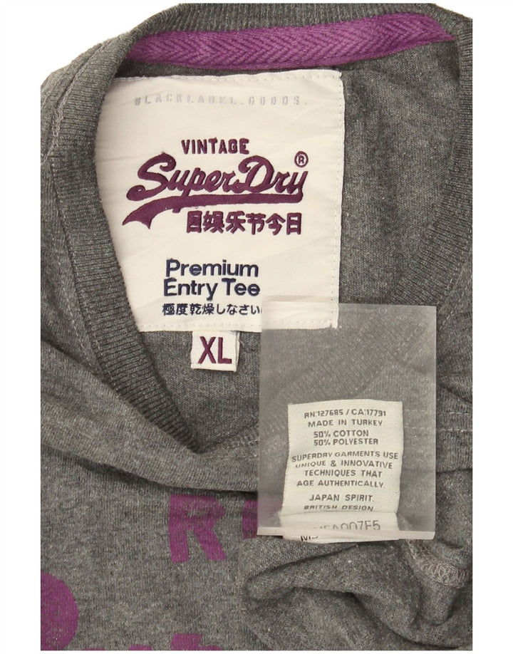 Superdry Herren Grafik-T-Shirt-Oberteil XL aus grauer Baumwolle