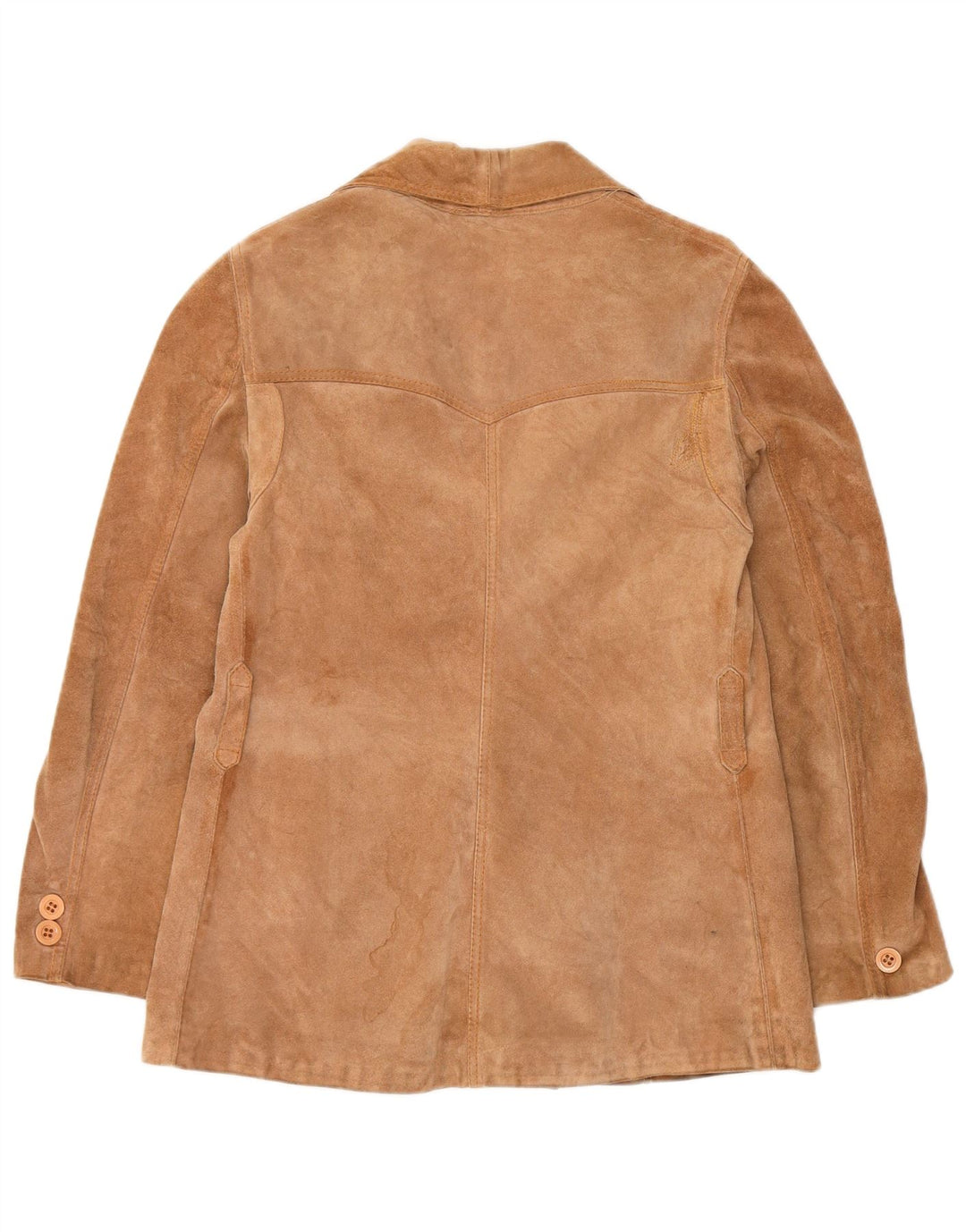 Vintage Damen 3-Knopf-Wildleder-Blazerjacke UK 12 Mittelbraun