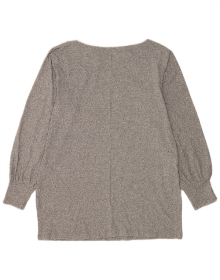 Marks & Spencer Damen-Blusenoberteil UK 14 Mittelgrau meliertes Polyester