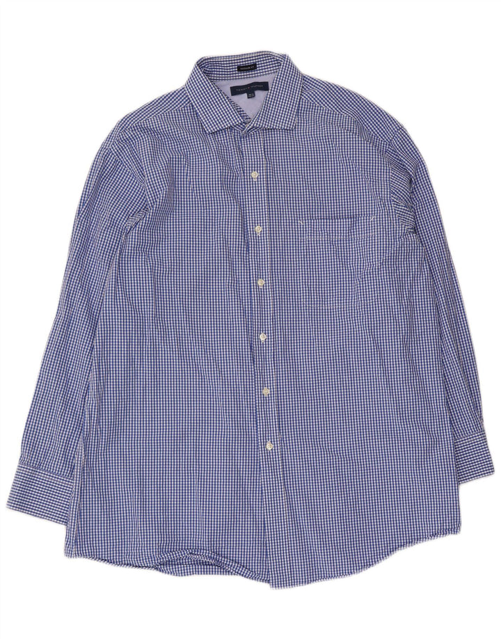 Tommy Hilfiger Herren-Hemd mit normaler Passform, Größe 16 1/2, großes blaues Gingham