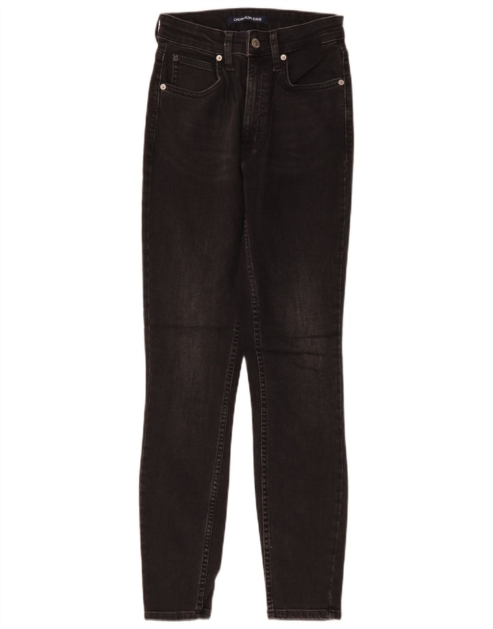 Calvin Klein Damen Skinny Jeans W26 L30 Schwarze Baumwolle