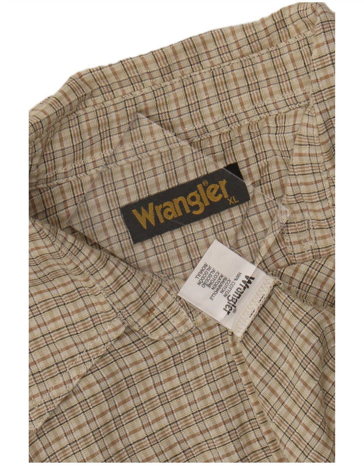 Wrangler Herren Kurzarmhemd XL Beige kariert Baumwolle