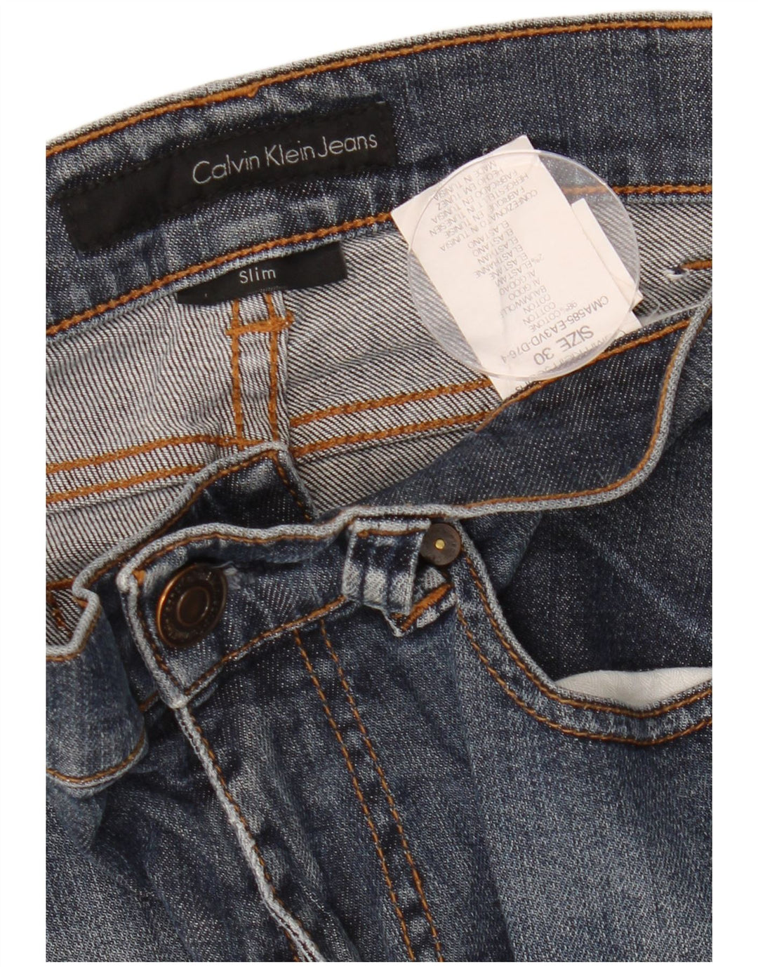 CALVIN KLEIN Damen Slim Jeans W30 L28 Marineblaue Baumwolle
