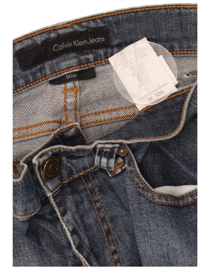 CALVIN KLEIN Damen Slim Jeans W30 L28 Marineblaue Baumwolle