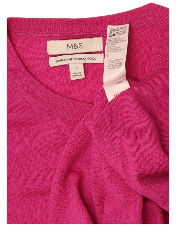 Marks & Spencer Damen-Cardigan-Pullover UK 12 Mittelrosa Merinowolle
