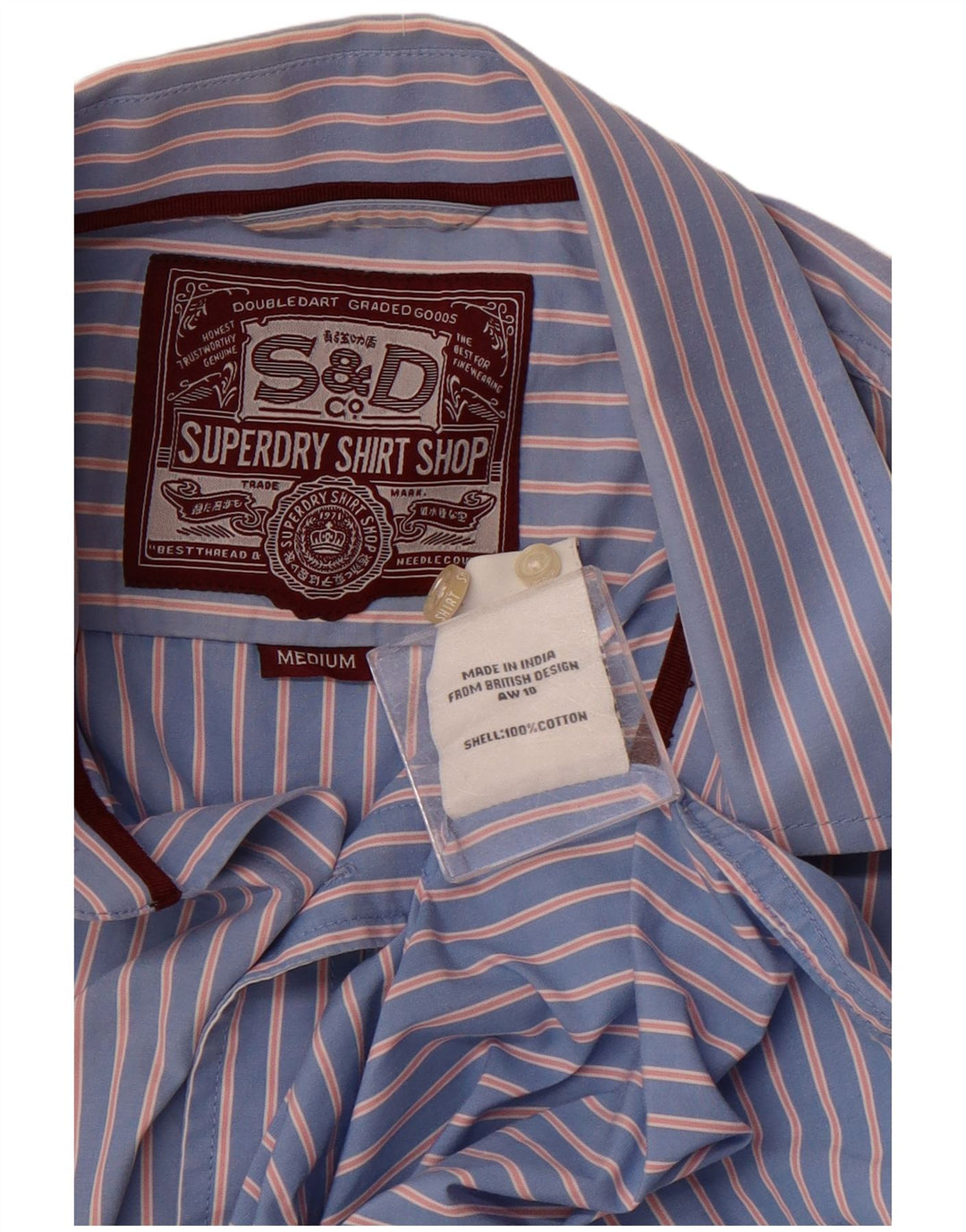 Superdry Herrenhemd aus mittelblauer, gestreifter Baumwolle