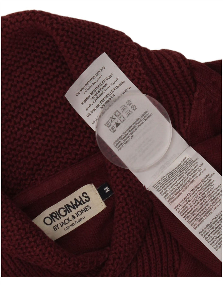 JACK & JONES Herren-Pullover mit Schalkragen, mittelgroße burgunderrote Baumwolle