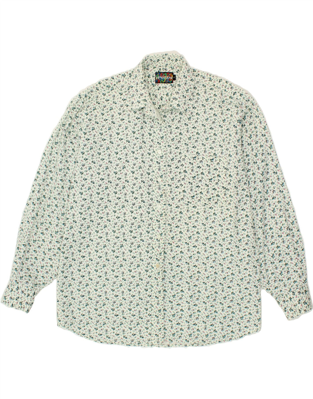 VINTAGE Womens Shirt UK 16 Large Green Floral Polyester Vintage Vintage and Second-Hand Vintage from Messina Hembry 