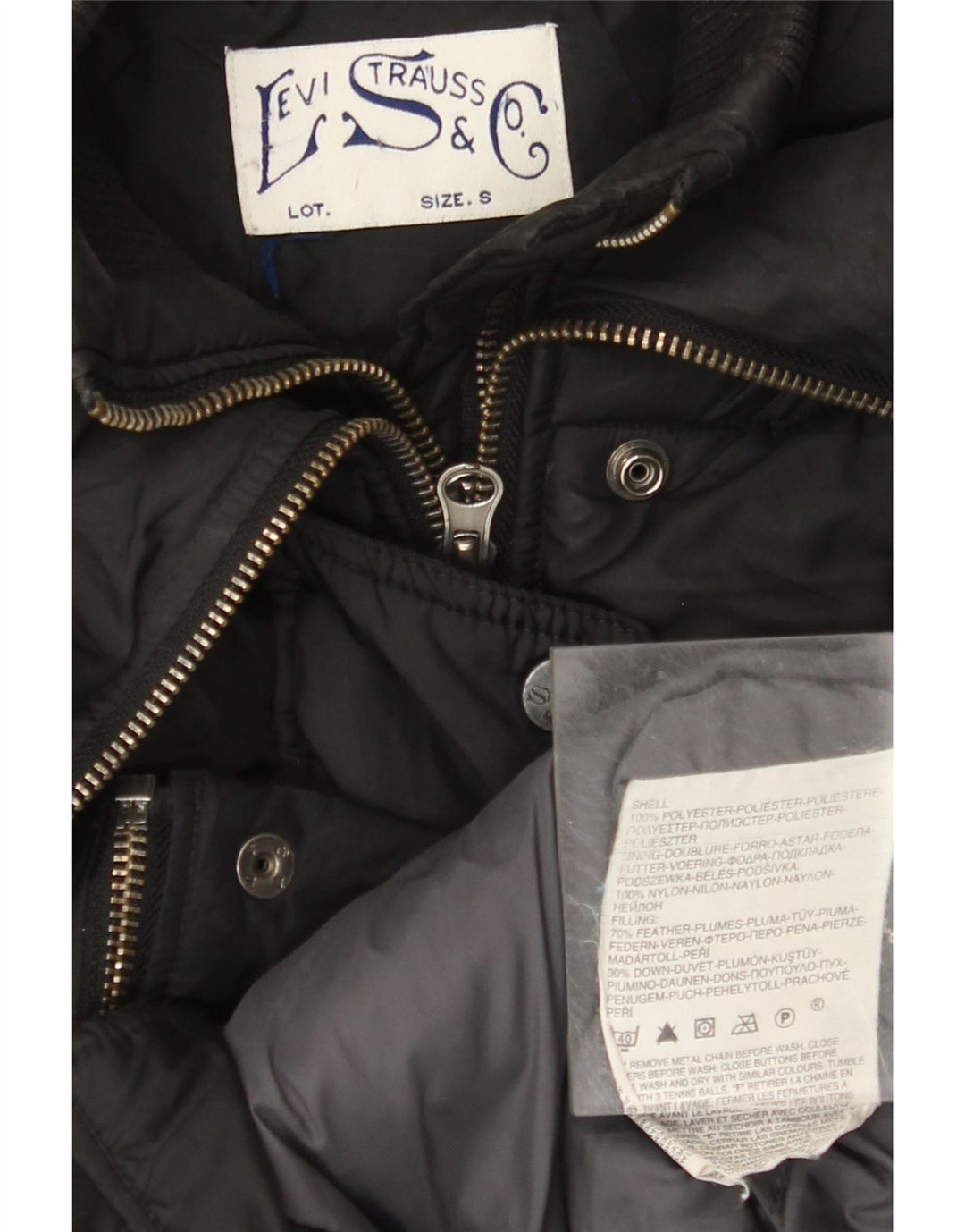 LEVI'S Wattierte Damenjacke UK 10 Small Schwarz Polyester