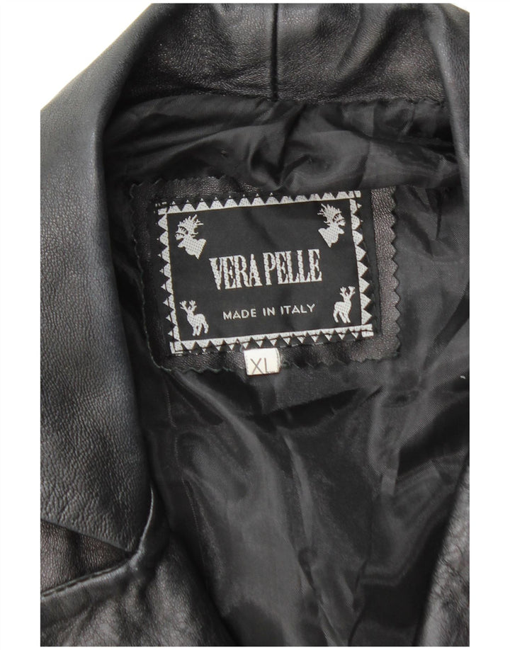 VINTAGE Damen Ledermantel UK 18 XL Schwarzes Leder