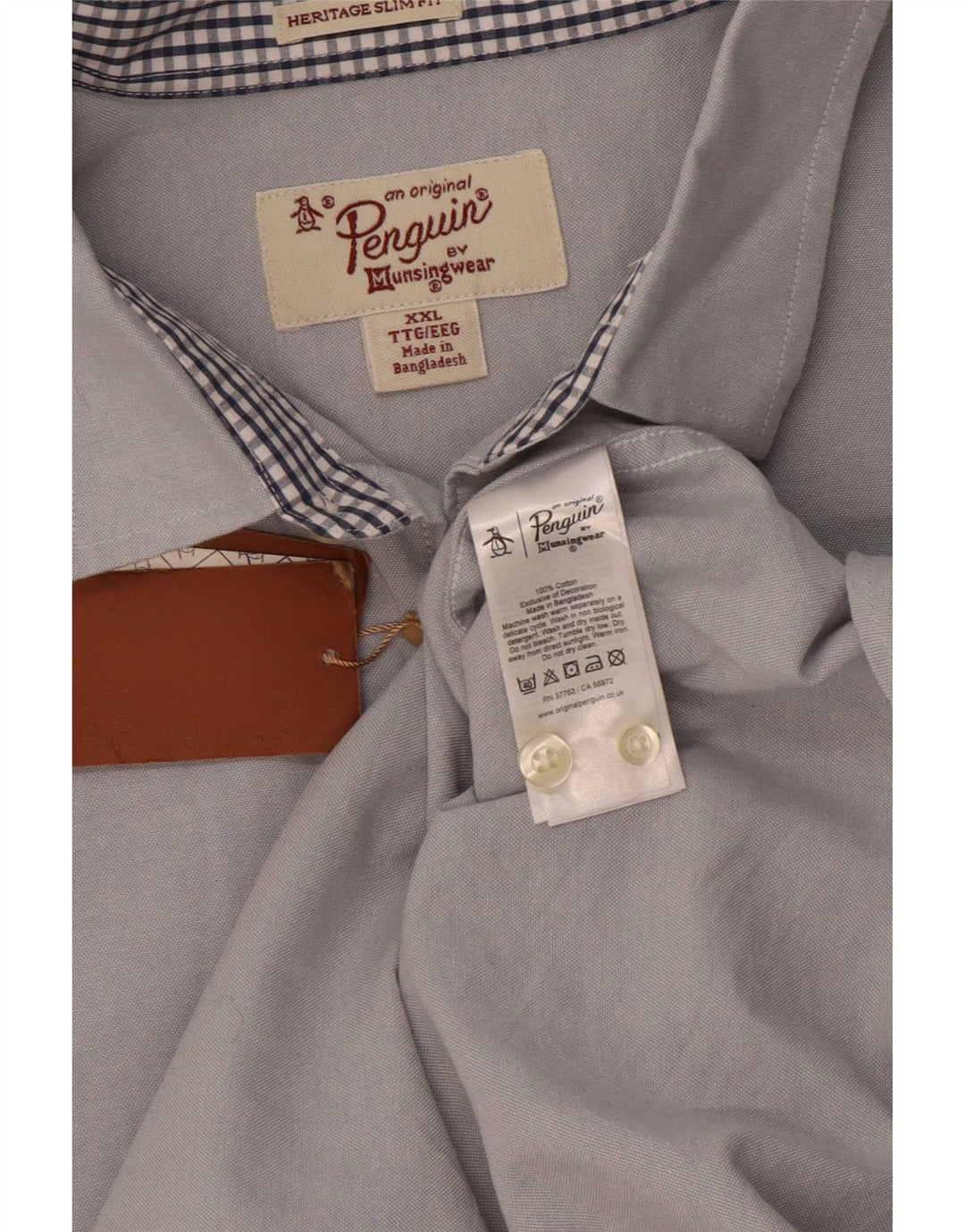 Penguin Herren Heritage Slim Fit Hemd 2XL Blau Baumwolle