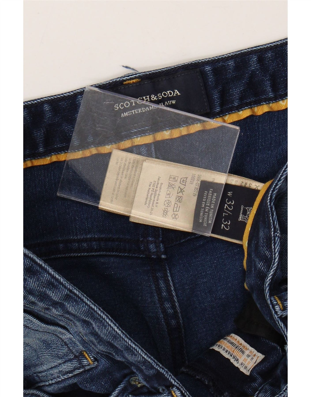 Scotch & Soda Herren Straight Jeans W32 L32 Blaue Baumwolle
