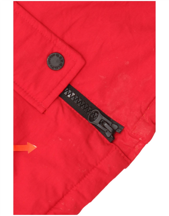 Superdry Damen-Parka mit Kapuze, übergroß, UK 10, Größe S, rotes Nylon
