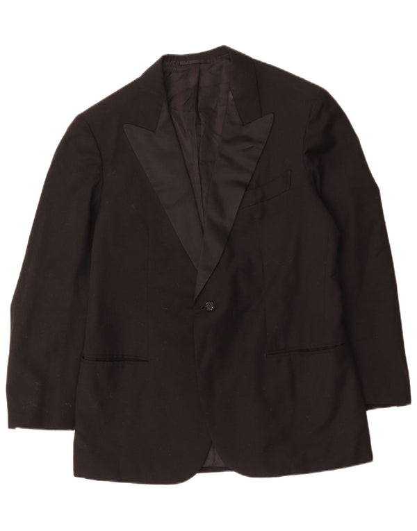 Vintage Herren 1 Knopf Blazer Jacke UK 38 Medium Schwarz