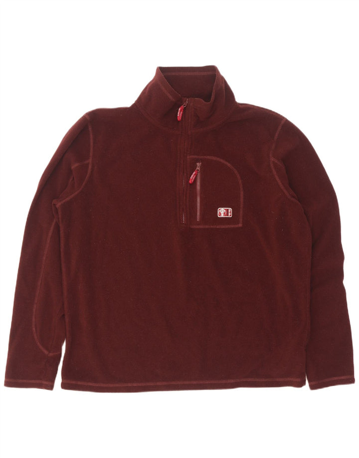 Fat Face Herren-Fleecepullover mit Reißverschluss am Hals, groß, kastanienbraunes Polyester