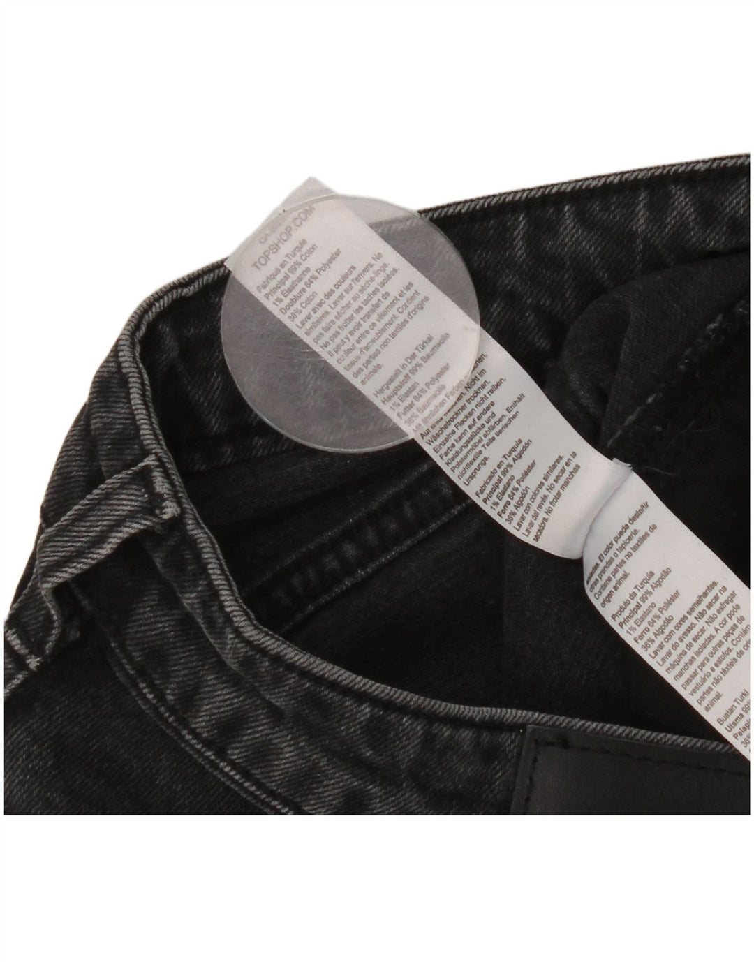 Topshop Damen Slim Jeans W32 L31 Schwarze Baumwolle
