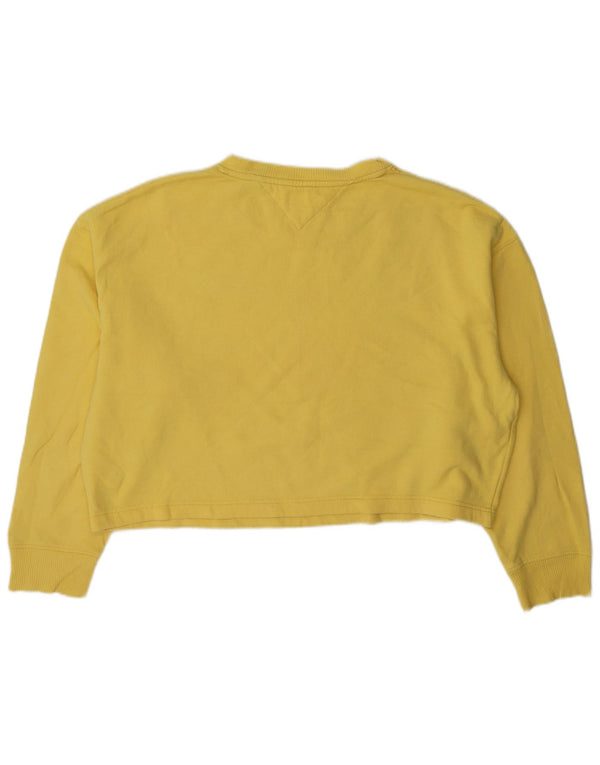 Tommy Hilfiger Damen Crop Oversized Sweatshirt Pullover UK 16 Large Gelb