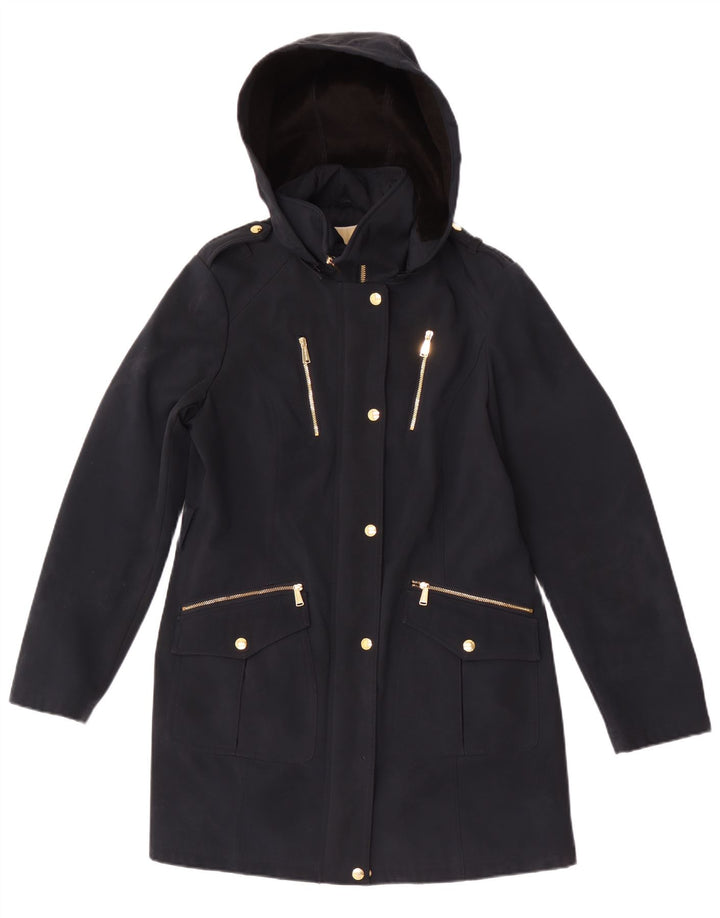 Michael Kors Damen-Militärmantel mit Kapuze, UK 14, mittleres Marineblau