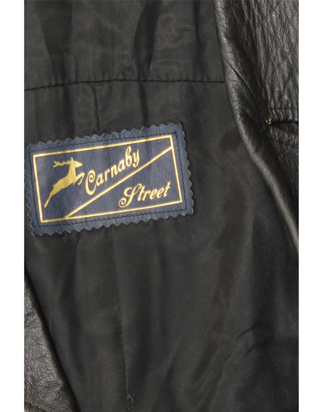 Carnaby Street Herren Zweireihige Lederjacke UK 38 Medium Schwarz