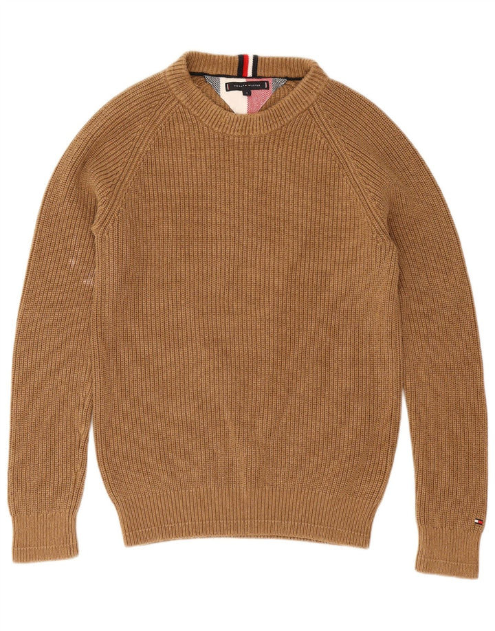 Tommy Hilfiger Herren-Pullover mit U-Boot-Ausschnitt, mittelbraune Baumwolle
