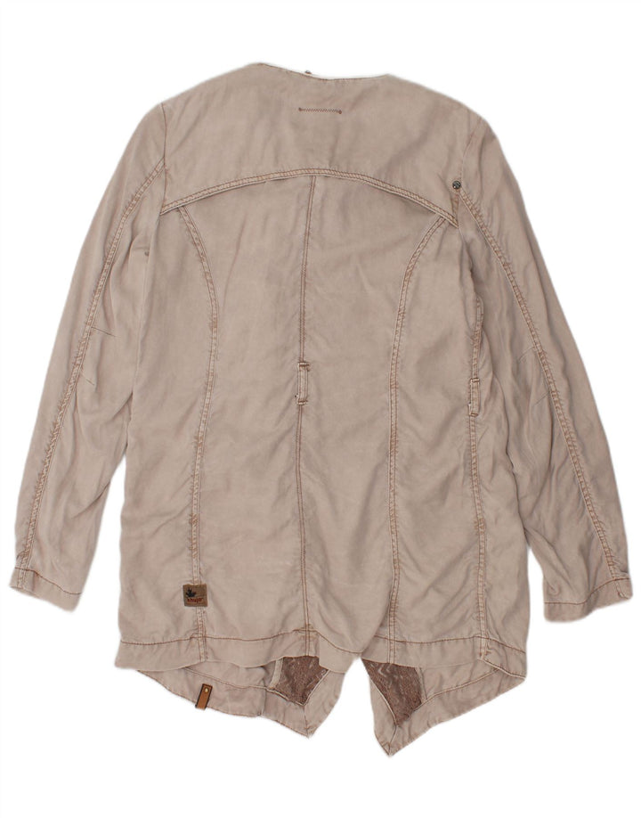 KHUJO Offene Damen-Blazerjacke UK 10 Small Beige Colourblock Lyocell