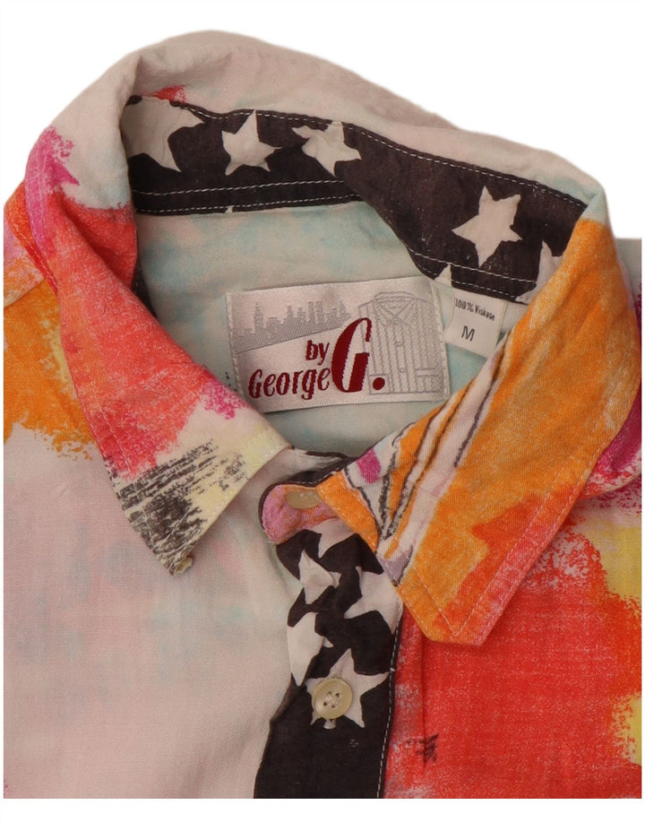 Vintage Herren-Kurzarmhemd mit abstraktem Muster, mittelgroß, mehrfarbig