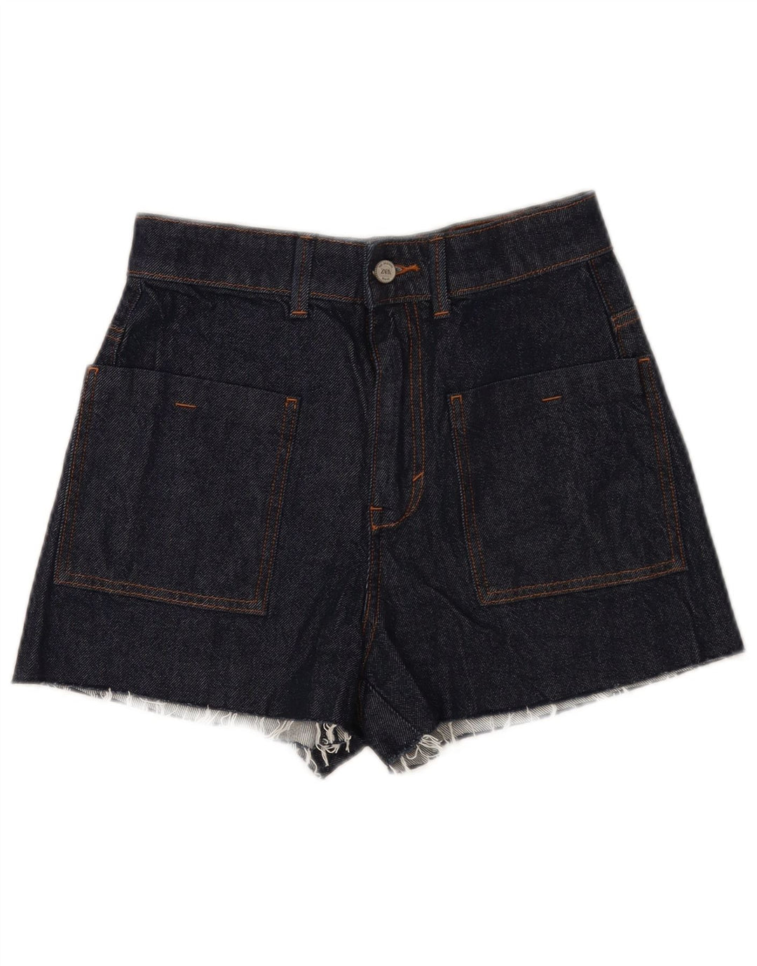 Zara Damen Jeansshorts EU 38 Small W28 Marineblaue Baumwolle