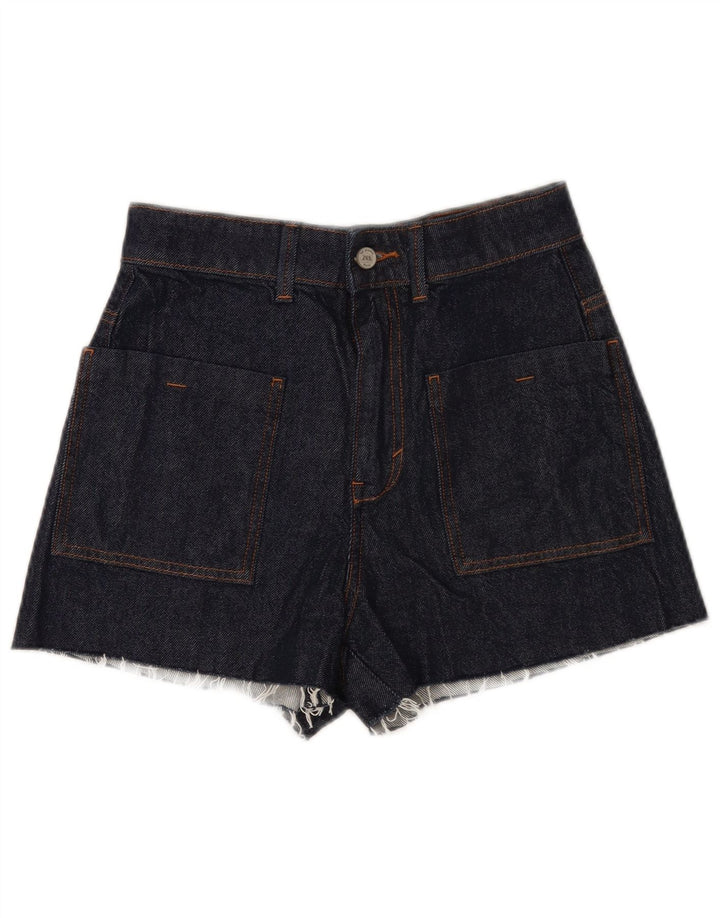 Zara Damen Jeansshorts EU 38 Small W28 Marineblaue Baumwolle